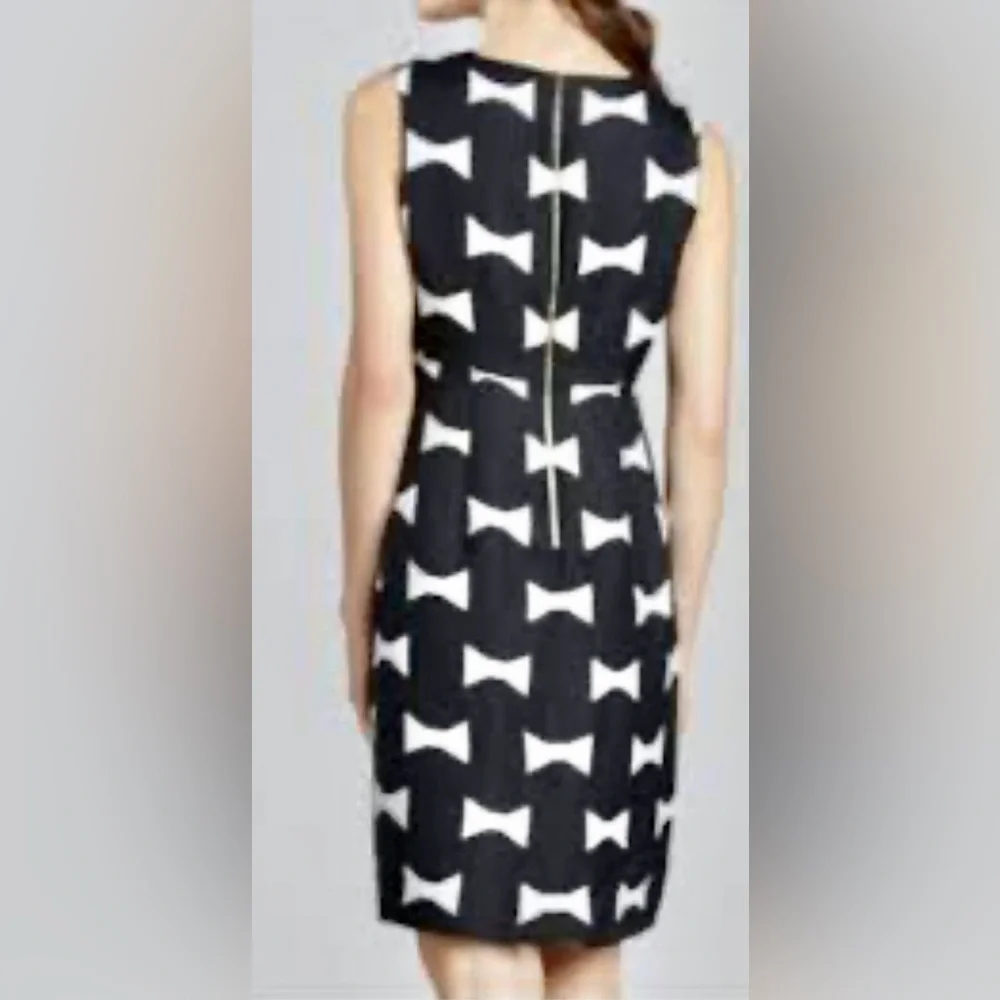 Kate Spade Sleeveless Cora Bow Tie Print Sheath Dress Black/White